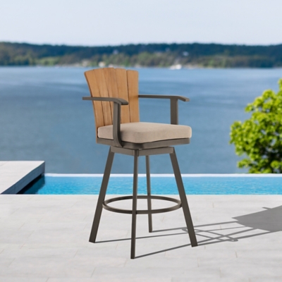 Hazel Outdoor Patio Swivel Counter Stool, Brown