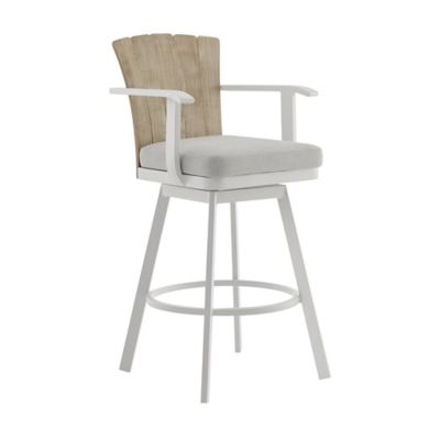 Hazel Outdoor Patio Swivel Bar Stool, Argent Gray, grid