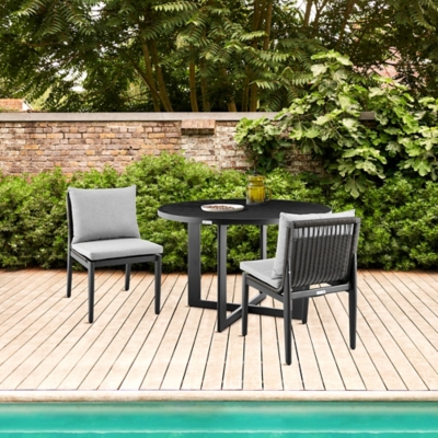 Cayman Outdoor Patio Dining Chairs (Set of 2), Dark Gray