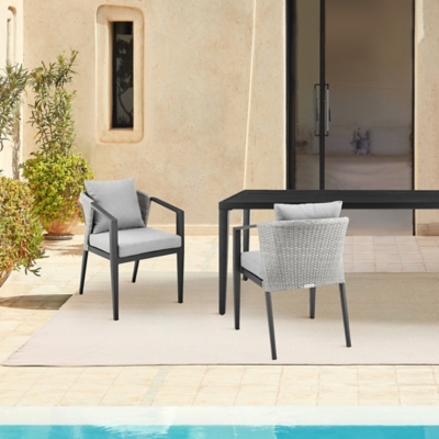 Palma Outdoor Patio Dining Chairs (Set of 2), Dark Gray