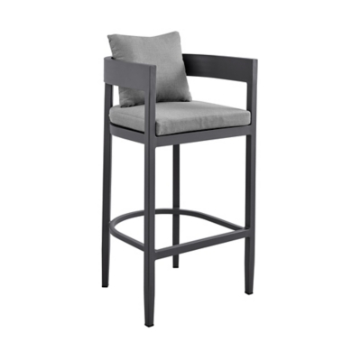 Menorca Outdoor Patio Bar Stool, Dark Gray, large