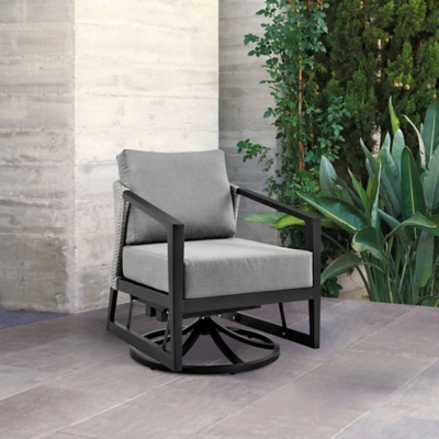 Palma Outdoor Patio Swivel Lounge Chair, Dark Gray