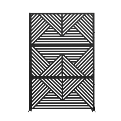 TranquilBreeze Zodiac Outdoor Privacy Screen Garden Fence, Black, grid