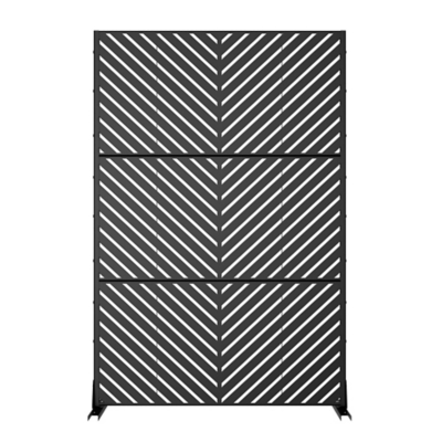 TranquilBreeze Arrows Outdoor Privacy Screen Garden Fence, Black, grid