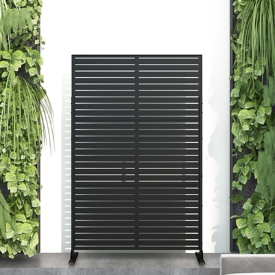 TranquilBreeze Louver Outdoor Privacy Screen Garden Fence, Black