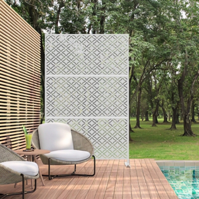 TranquilBreeze Palace Outdoor Privacy Screen Garden Fence, White