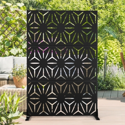 TranquilBreeze Stars Outdoor Privacy Screen Garden Fence, Black