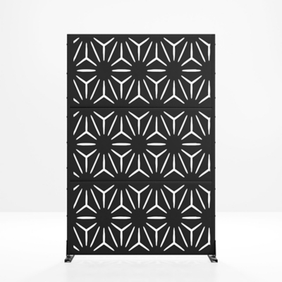 TranquilBreeze Stars Outdoor Privacy Screen Garden Fence, Black, large