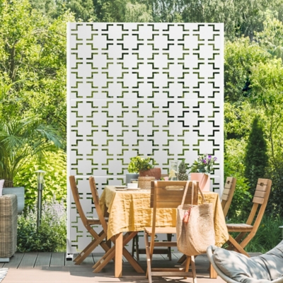 TranquilBreeze Square Outdoor Privacy Screen Garden Fence, White