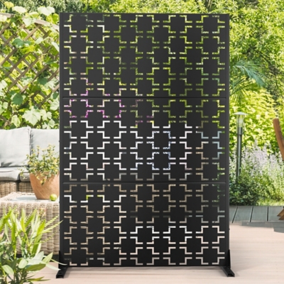 TranquilBreeze Square Outdoor Privacy Screen Garden Fence, Black