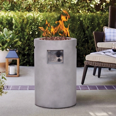 Eco Top TerraFab Fire Column with Lava Rocks, Gray