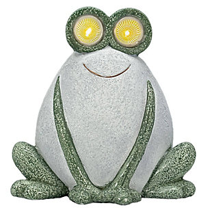 Galt International 13" Frog Garden Statue with LED Solar Eyes, , large