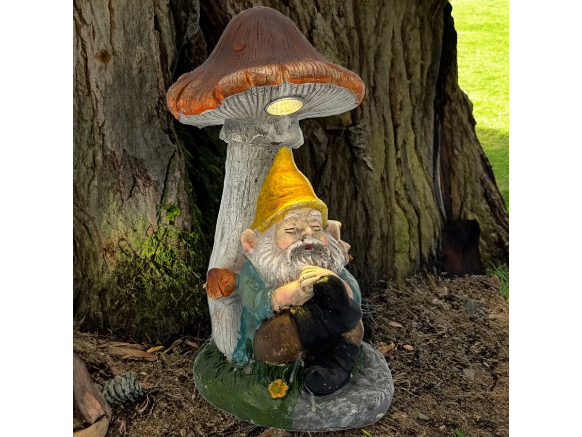 Galt International Napping Gnome Solar LED Statue | Ashley