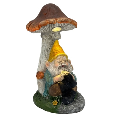 Galt International Napping Gnome Solar LED Statue, , large