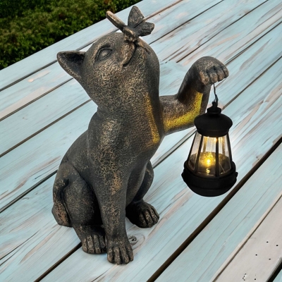 P600010741 Galt International Solar LED Lantern Cat Statue, C sku P600010741