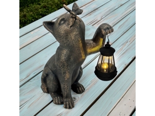 Galt International Solar LED Lantern Cat Statue