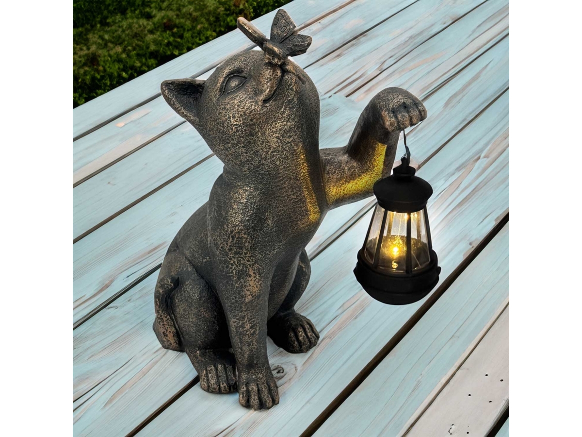 Galt International Solar LED Lantern Cat Statue | Ashley