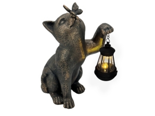 Galt International Solar LED Lantern Cat Statue