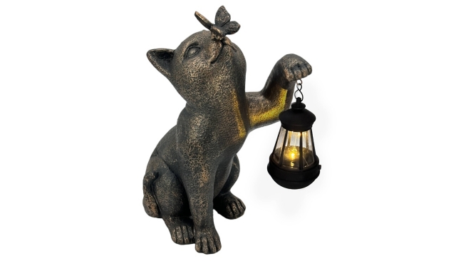 Galt International Solar LED Lantern Cat Statue