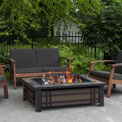 Real Flame Hudson Wood Burning Fire Pit, Black