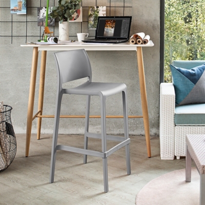 Sensilla Bar Stool (Set of 2), Gray, large