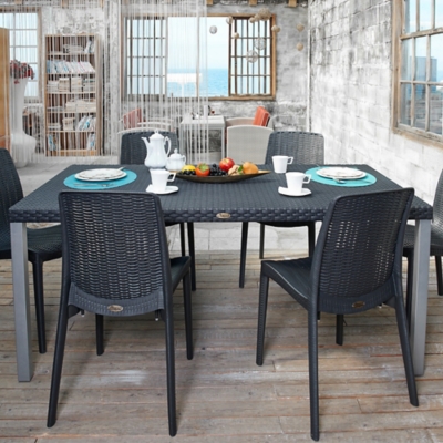 P600010878 Oslo Large Outdoor Dining Table, Black sku P600010878