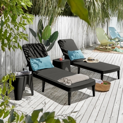 Tahiti Outdoor Chaise Lounge, Black