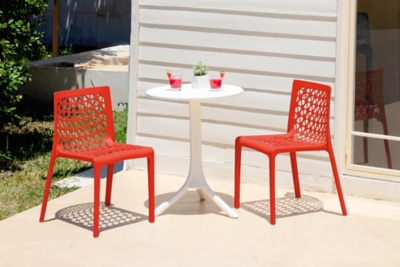 P600010921 Milan Outdoor Dining Chair (Set of 2), Red sku P600010921