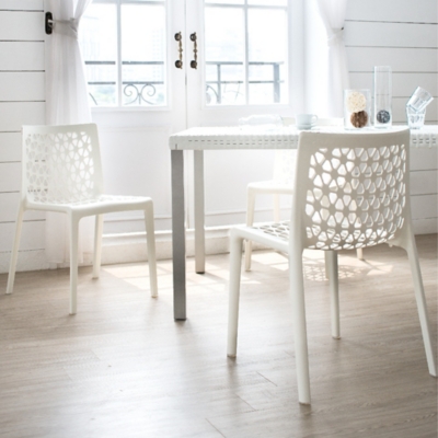 P600010922 Milan Outdoor Dining Chair (Set of 2), White sku P600010922