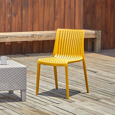 Milos Outdoor Stackable Dining Chair (Set of 2), Gold