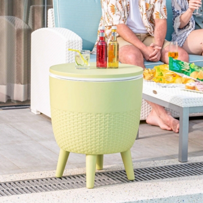 P600010948 Cancun 2-in-1 Outdoor Cooler Side Table, Wasabi Gr sku P600010948