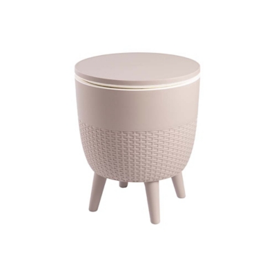 Cancun 2-in-1 Outdoor Cooler Side Table, Taupe, large