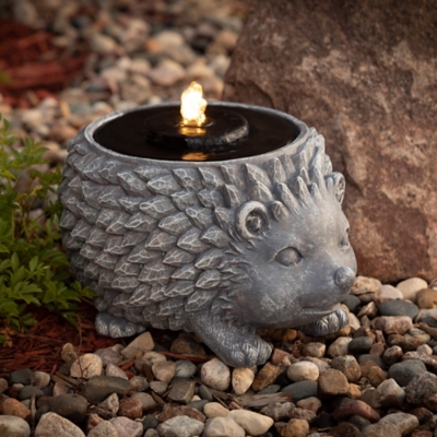 P600011014 Sullivans Outdoor Hedgehog Water Fountain, Gray sku P600011014