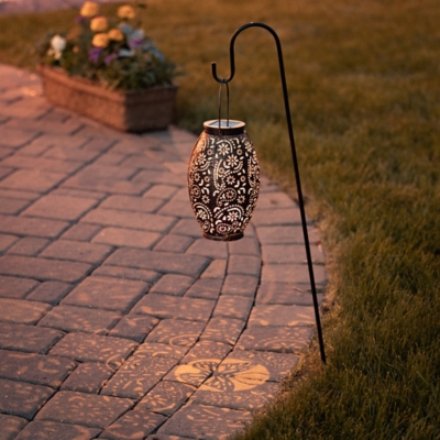 Sullivans Outdoor Hanging Lantern Solar Light, Copper