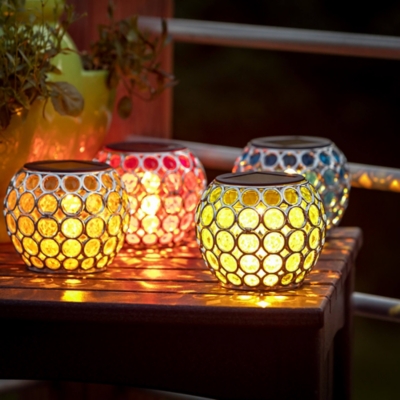 Sullivans Outdoor Gem Solar Light (Set of 4), Multi