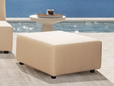 Cleo Modular Patio Ottoman, Almond Beige