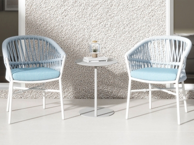 Maiden Weaving Barrel Patio Dining Chair Set of 2, Sky Blue