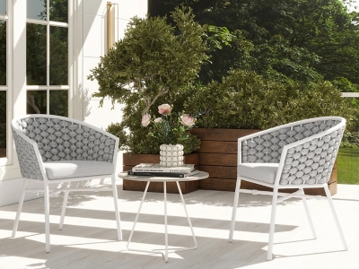 Rowan Barrel Patio Dining Chair Set of 2, Optic White