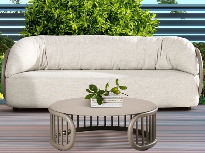 Harper Outdoor Round Coffee Table, Geige Taupe