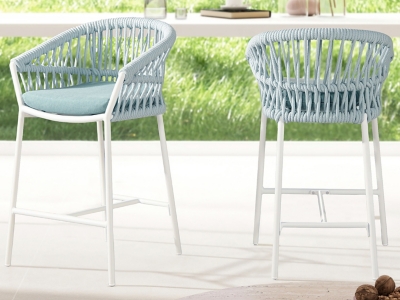 P600011494 Maiden Weaving Barrel Patio Counter Stool Set of 2 sku P600011494