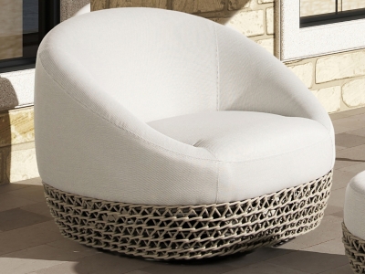 Willow Outdoor Swivel Armchair, Wheat Beige, rollover