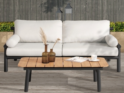 Zara Dowel Bolster Outdoor Sofa, Wheat Beige