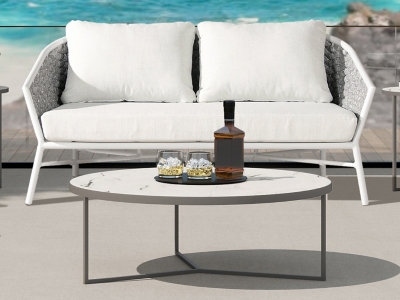 Rowan Barrel Outdoor Sofa, Optic White