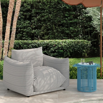 Saint Tropez Stuffed Outdoor Armchair, Pearl