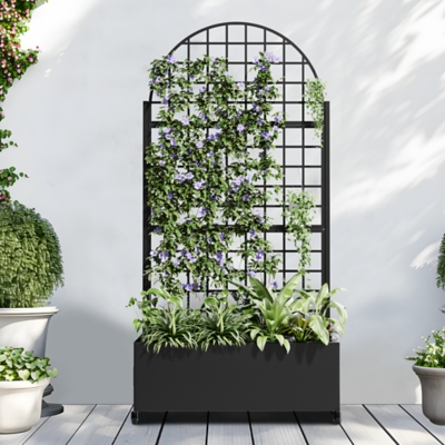 TranquilBreeze 71 Arched Grid Outdoor Trellis, Black