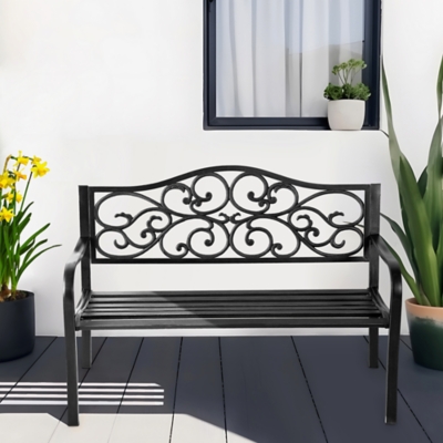 P600011554 TranquilBreeze Wave Outdoor Bench, Bronze sku P600011554