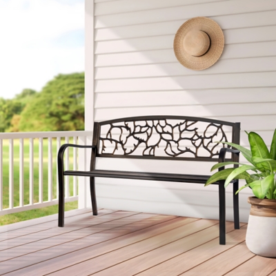 P600011556 TranquilBreeze Branch Outdoor Bench, Bronze sku P600011556