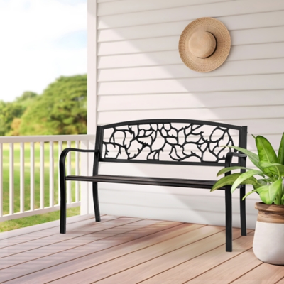 TranquilBreeze Branch Outdoor Bench, Black