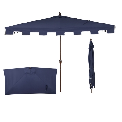 JONATHAN Y Sidney 9'  Outdoor Half Umbrella, Navy/White, large
