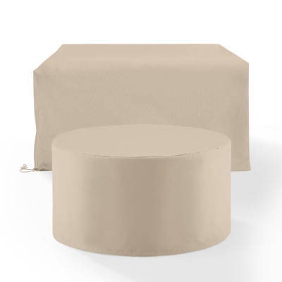 Crosley Furniture Outdoor Loveseat with Coffee Table Furniture Cover, Tan, large